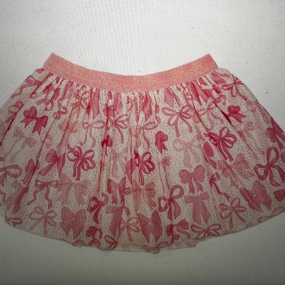 Brand New Sweet Wink Pink Bow Patterned Tulle Skirt